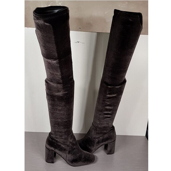 Jeffrey Campbell Cienega Over The Knee Boots, Brown Velvet, Womens Size 6 & 8.5 - Picture 6 of 8